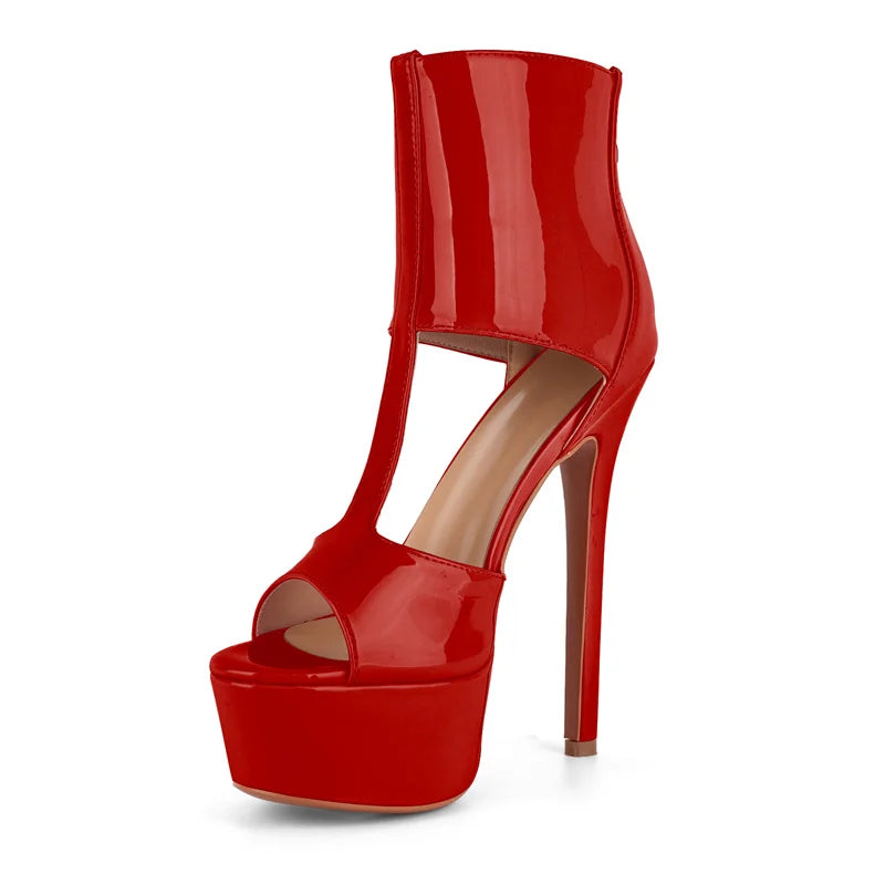 Women Platform Peep Toe Ankle Strap Stiletto Thin High Heels