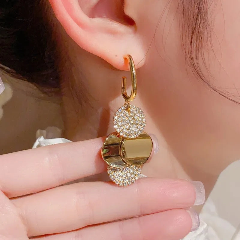 Geometric Stainless Steel Round Dangle Earrings