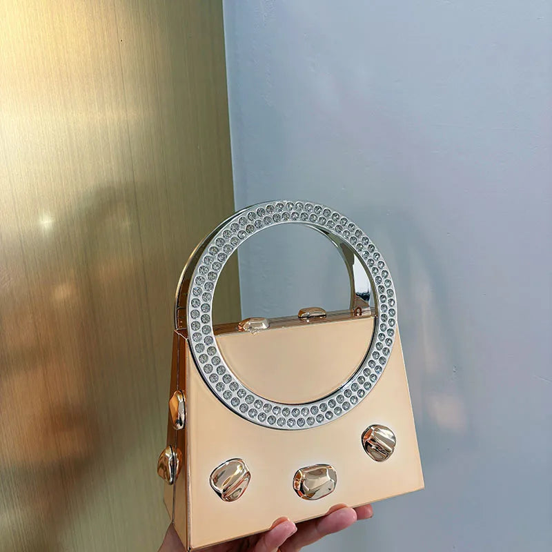 Candy Color Acrylic  Round Handle Diamond Handbag