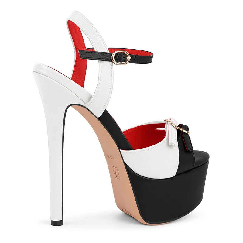 Womens Peep Toe Mixed colors Platform Pumps Big Size