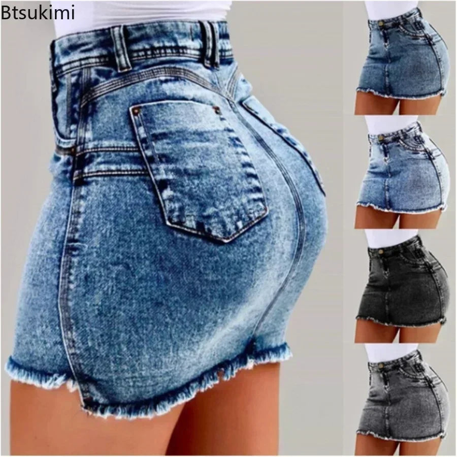 2025  Summer High Waisted Mini Denim Skirt