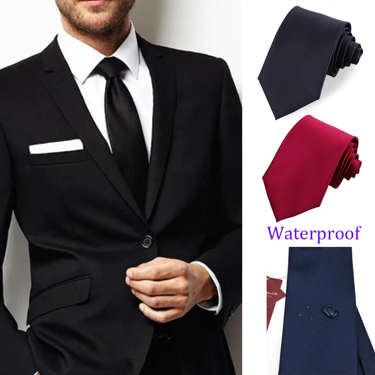 8CM Waterproof Solid Elegant Style Man Neckties