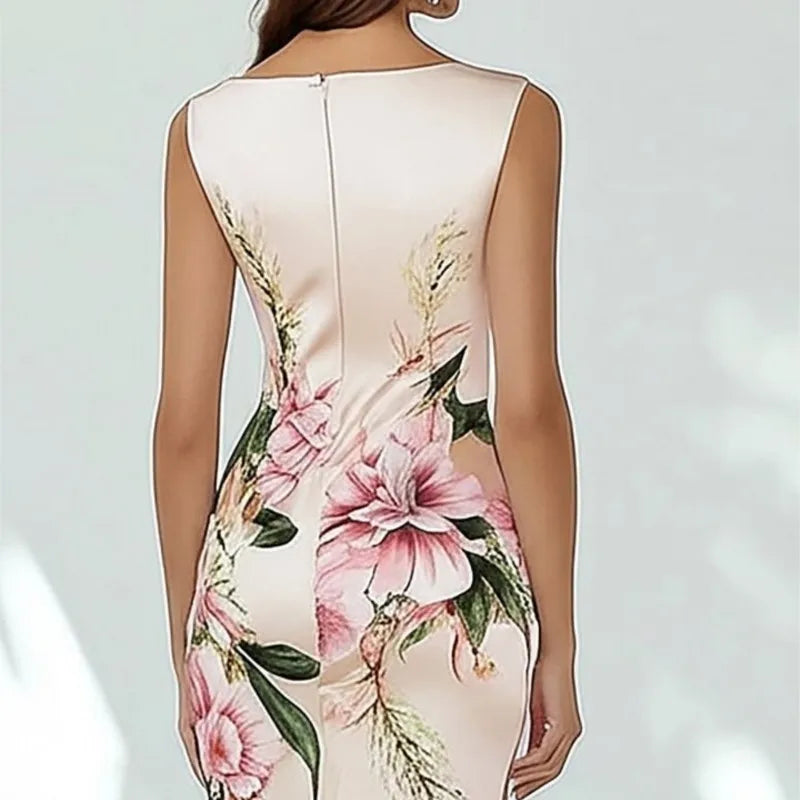 Summer Floral V-Neck Bodycon Dress