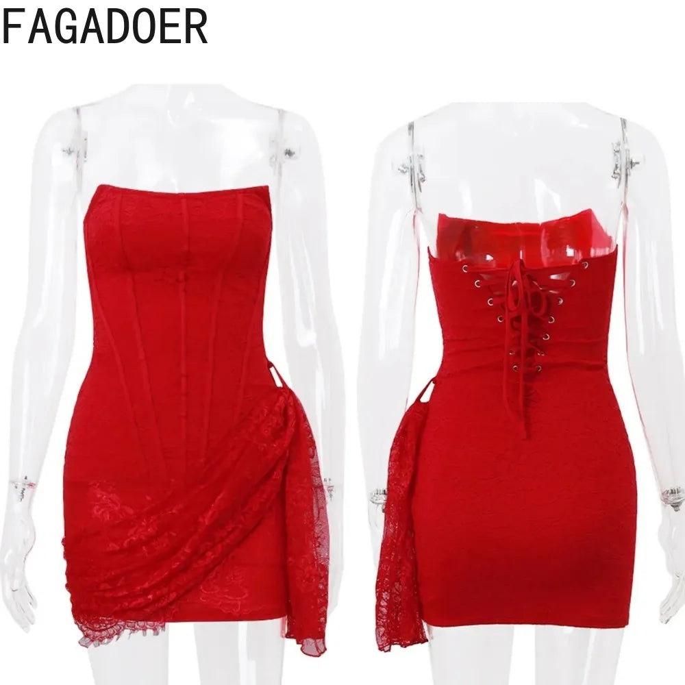 Vintage Elegant Lace Mesh See Through Bandage Dresses +Lace Gloves
