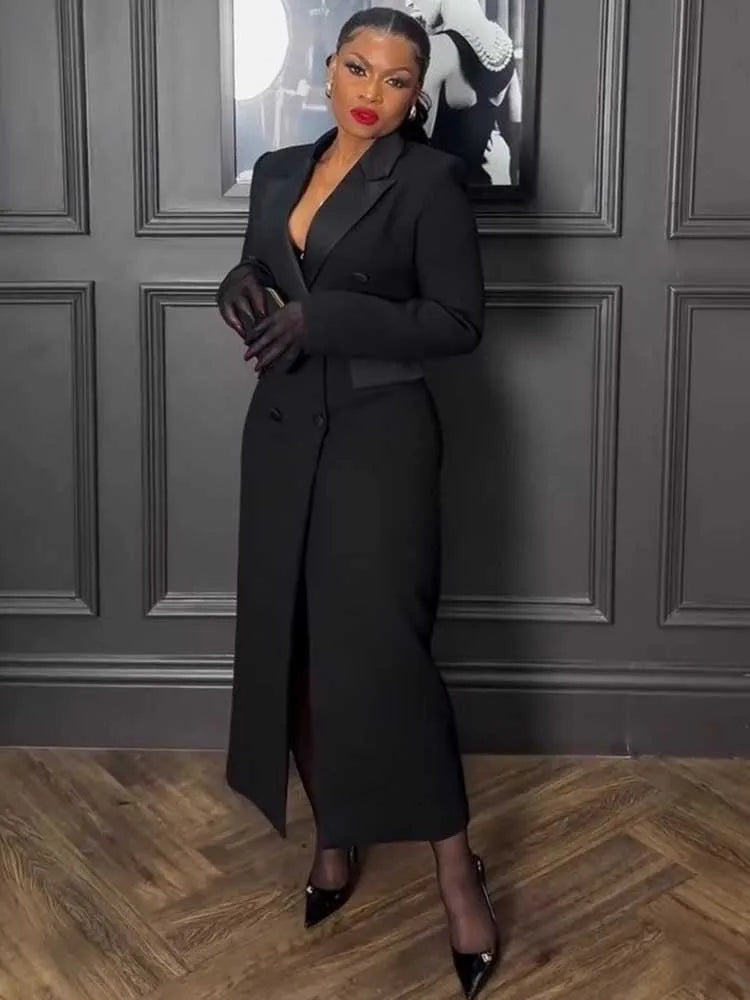 Autumn Winter  Long Sleeve Slimming Waist Blazer Dress