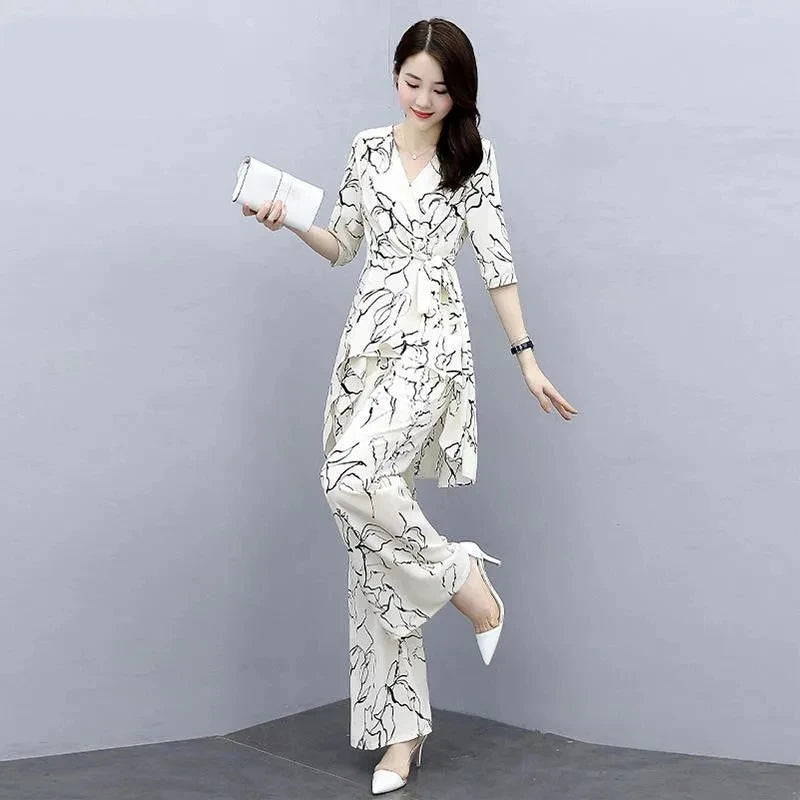 2 Piece Summer Wide-Leg Pants Set