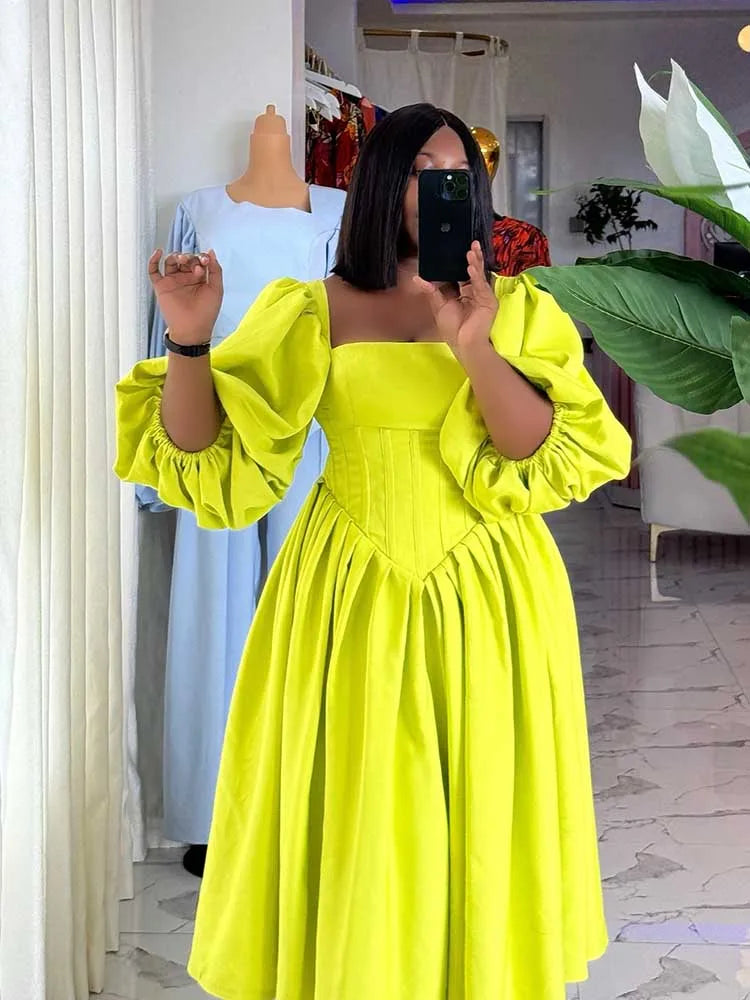 Spring High Waist Elegant Slash Neck Long Dress