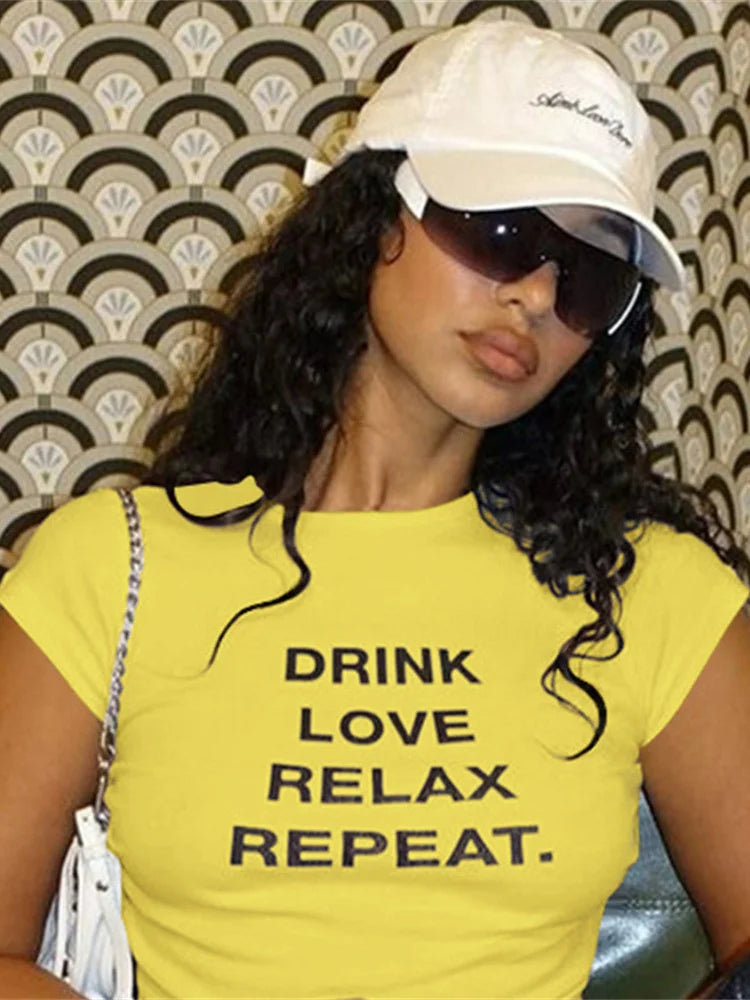 Classic Fashion Drink Love Relax Repeat T-Shirt