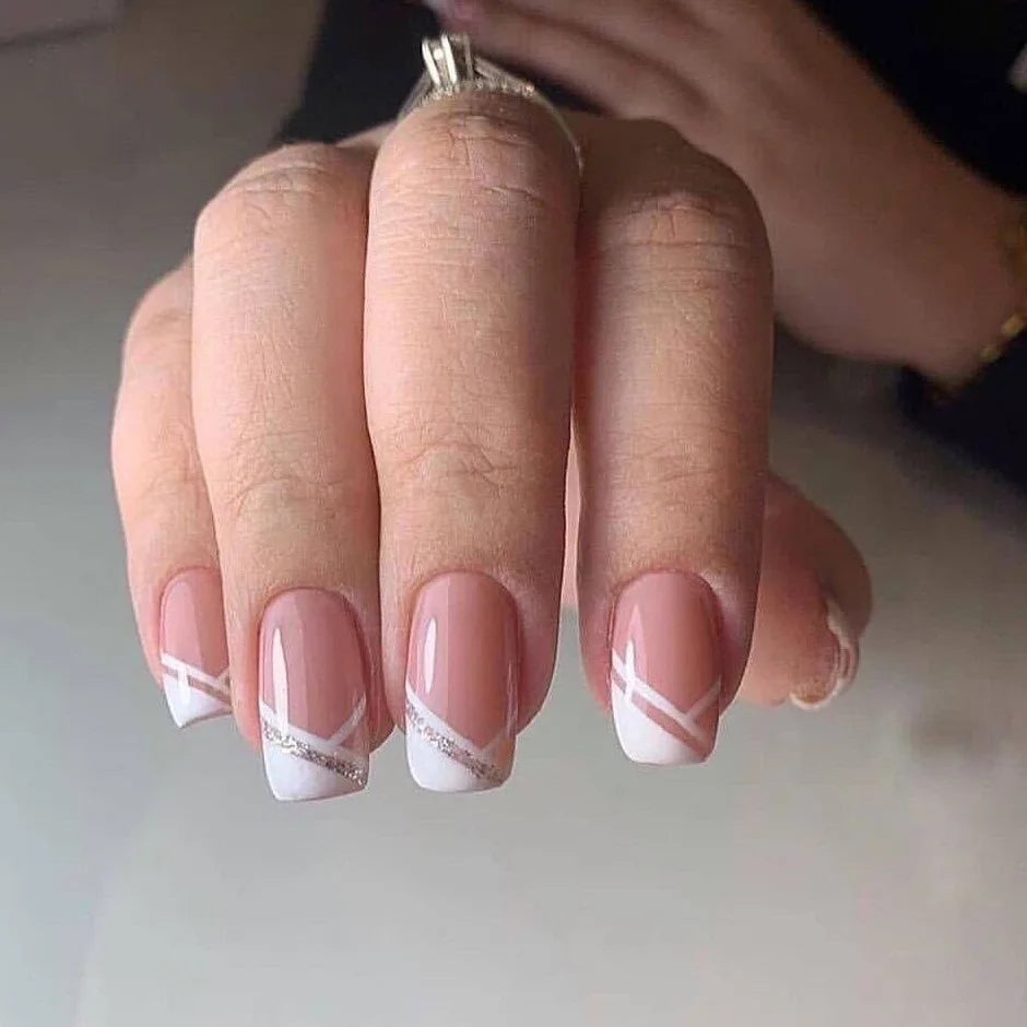 24Pcs/Box Almond Round False Nails Detachable Stiletto Fake Nails