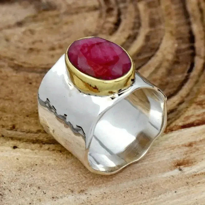 Creative Attractive Rings with Big Red CZ Design