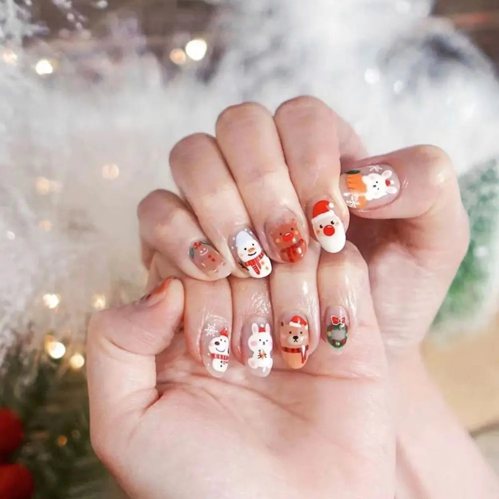 24Pcs Christmas Collection Almond False Nails