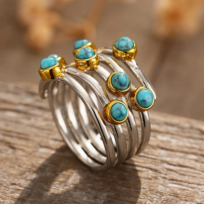 Bohemia Blue Imitation Turquoise Ring