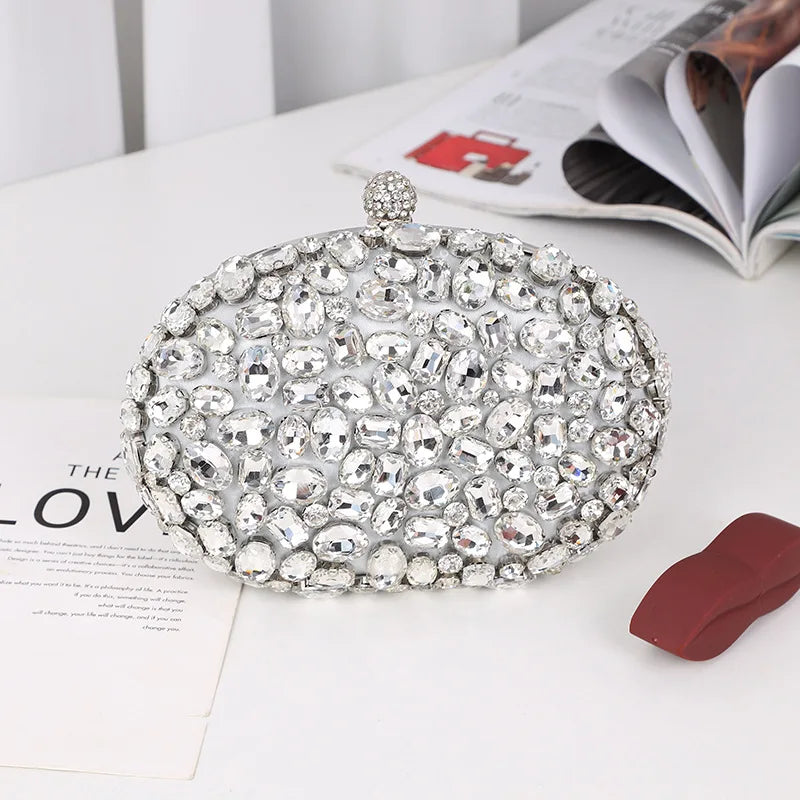 Luxury Crystal Silver Diamond Evening Bags