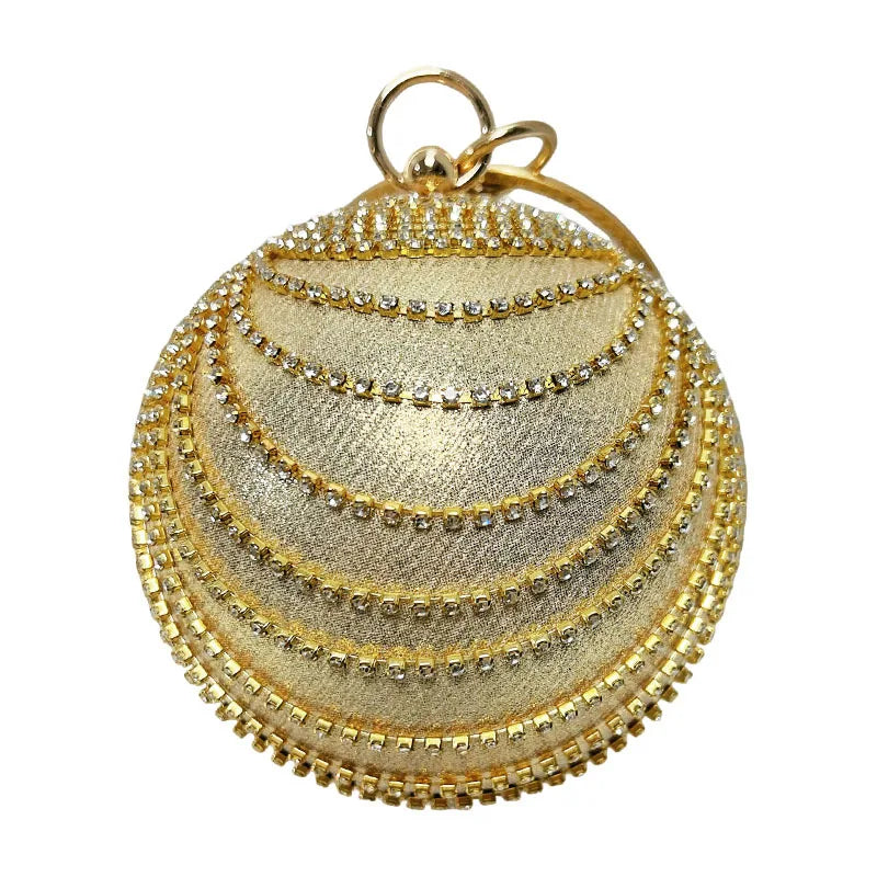 Luxury Women Clutch  Evening Bag with Rhinestone Round Ball Bag