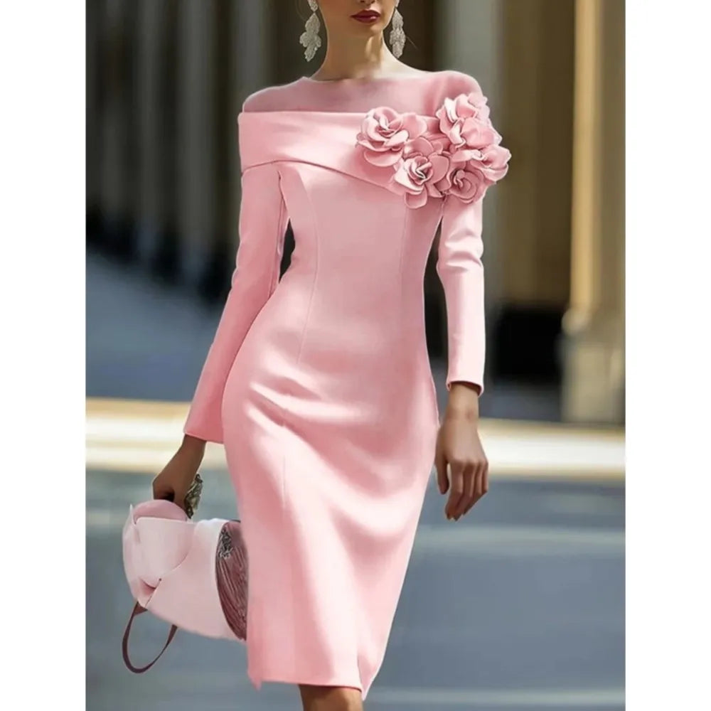 ✨ Elegant Floral Side-Patch Party Dress