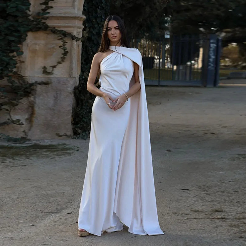 Sexy Satin Ribbon Sleeveless Backless Off Shoulder Bodycon Long Dress
