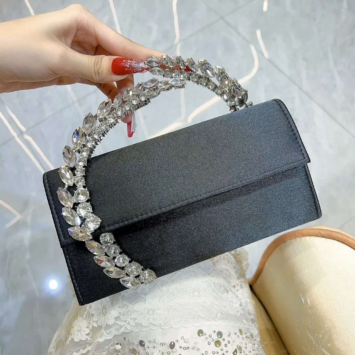 Luxury Flash Diamond Satin Sequin Handbag