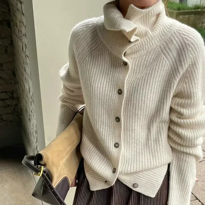 Autumn and Winter Loose Thickened  Turtleneck Sweater Knitted Coat