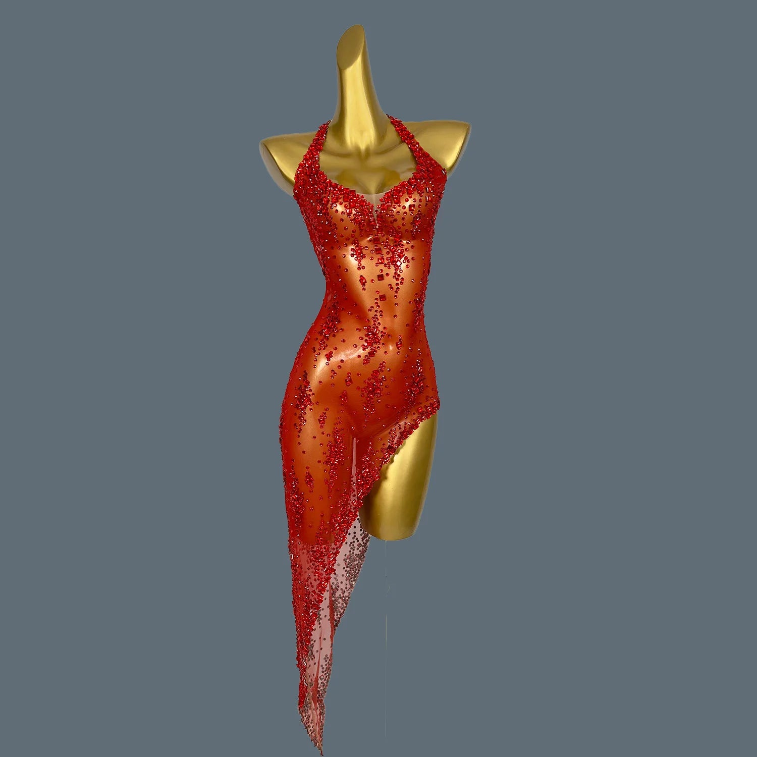 Nightclub Singer Stage Performance Sparkly Rhinestones Dress