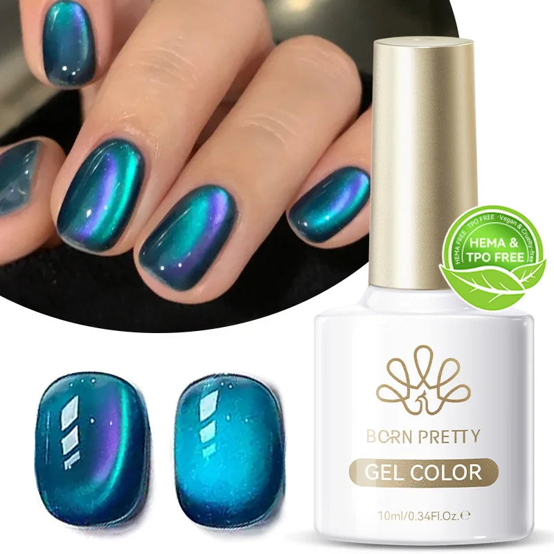 BORN PRETTY 10ml White Cat Magnetic Gel Nail Polish Ultra Shine White-light Varnis Semi Permanent Soak Off UV LED Gel for Nails