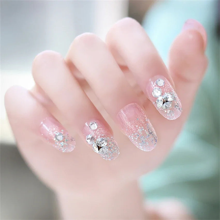 24Pcs/Set Dry Rose Blush Artificial Wearing False Nails