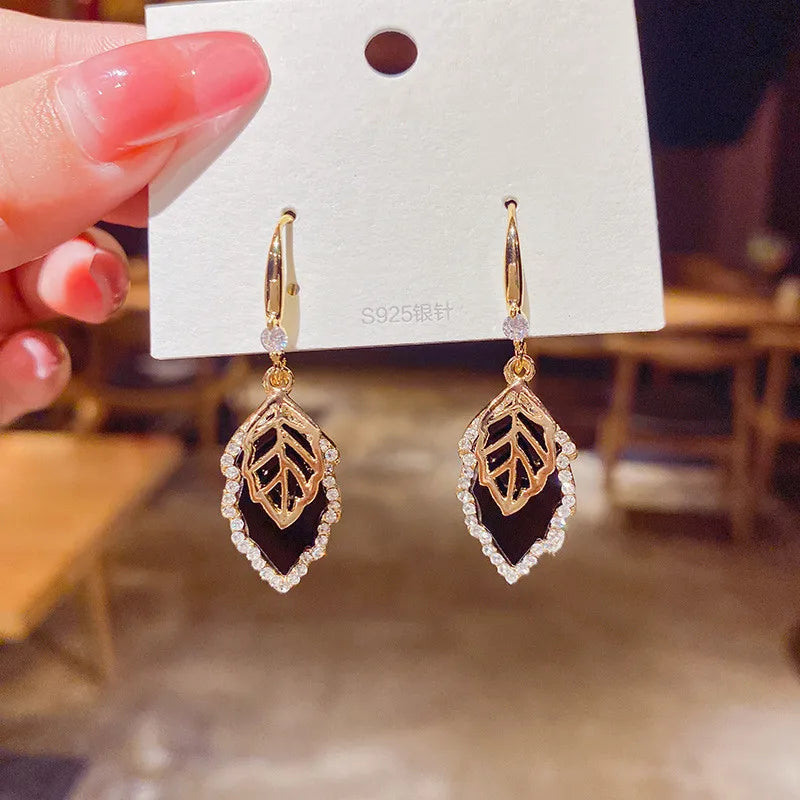 Trendy  Long Blue Crystal GeometryDangle Drop Earrings