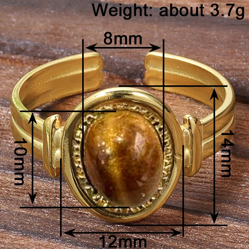 Luxury Novel Rings with Imitation Tiger Eye Stone