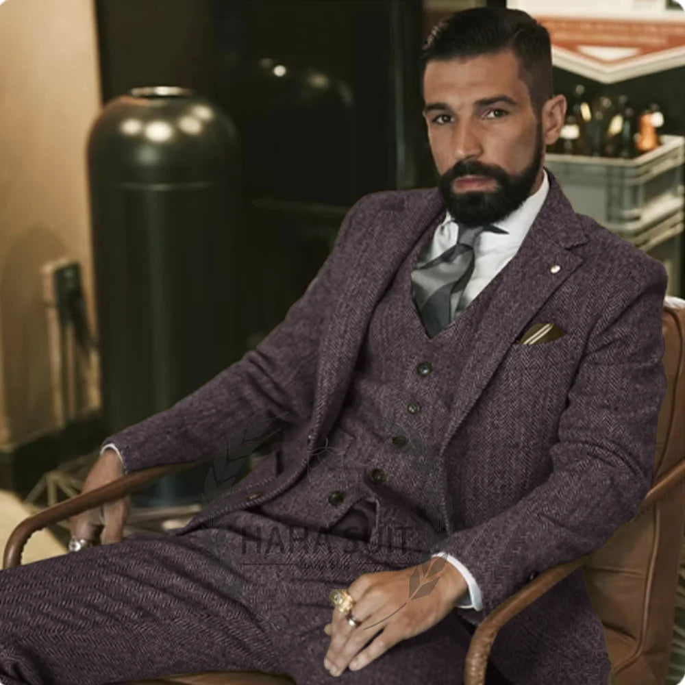 Jacket Vest Pants Groom Suit Slim Fit Three Piece Suit