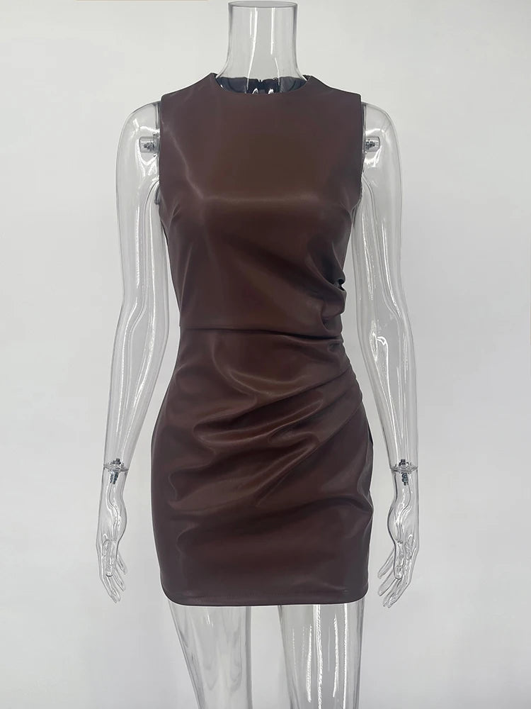 Sleeveless Leather Maxi Dress