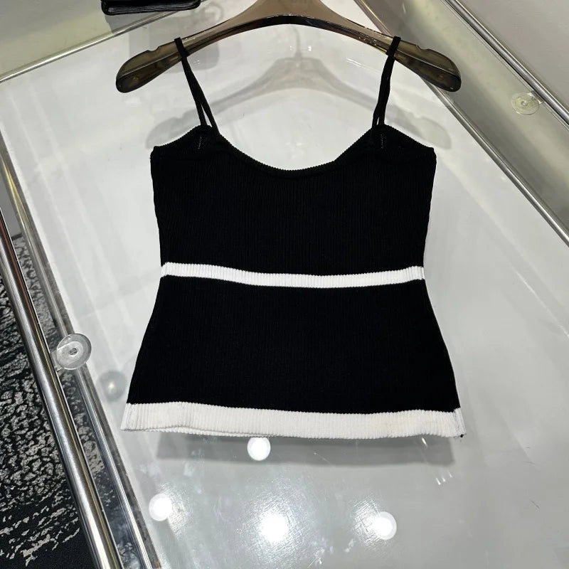 Metal Button Knitted Vest Camisole