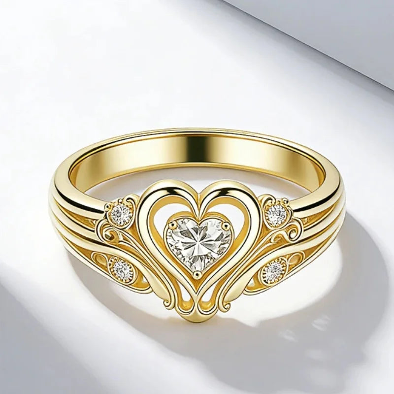 Noble Romantic Heart Rings