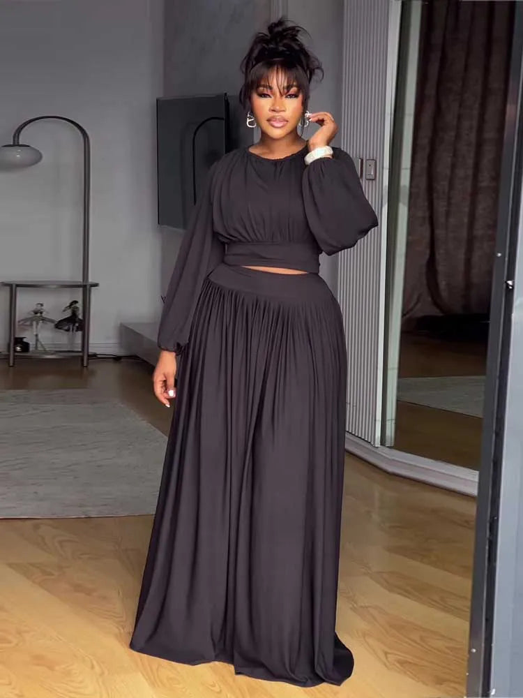 Long Sleeve Top and Long Skirt Set