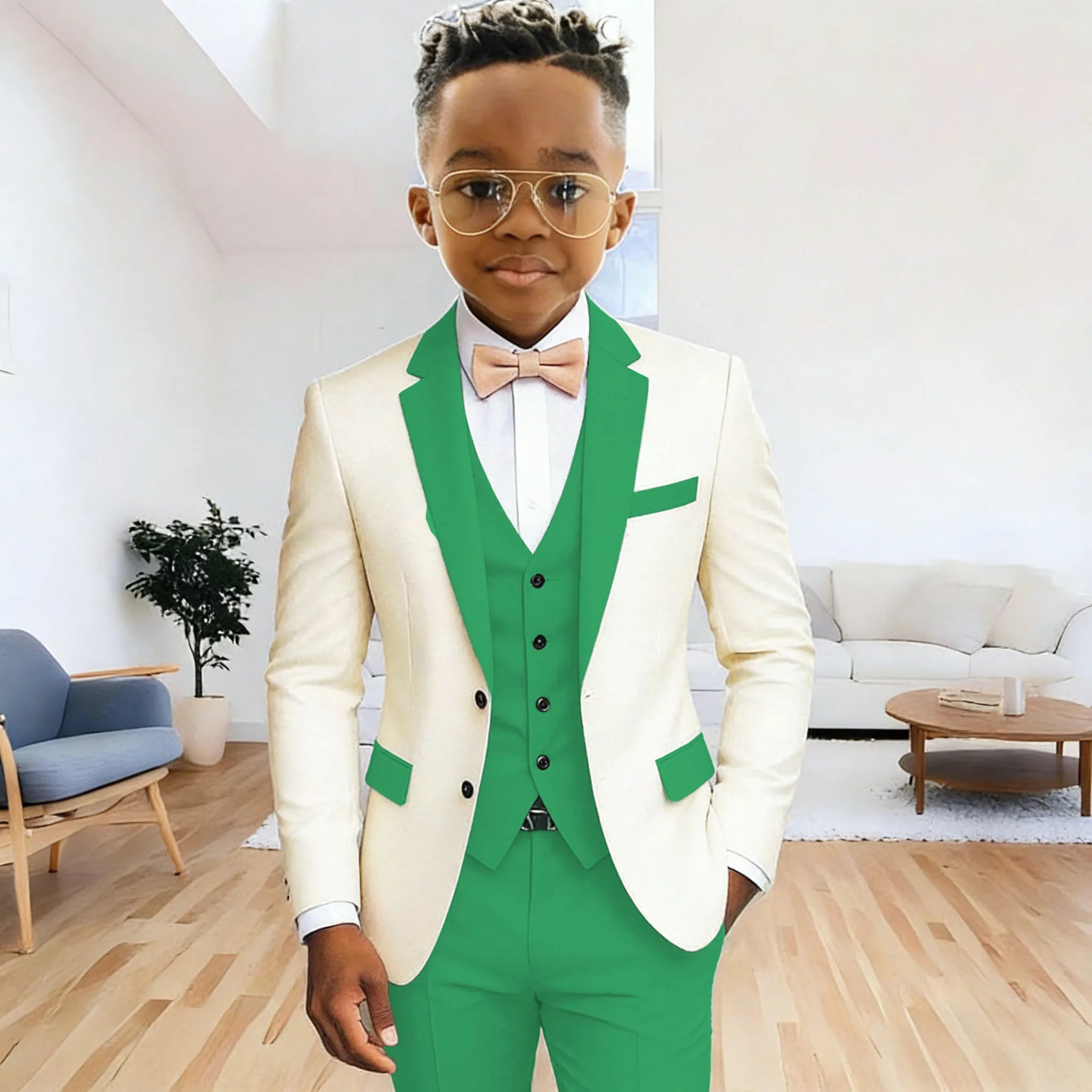 Boy's 3‑Piece Formal Suit Set – Jacket + Vest + Pants