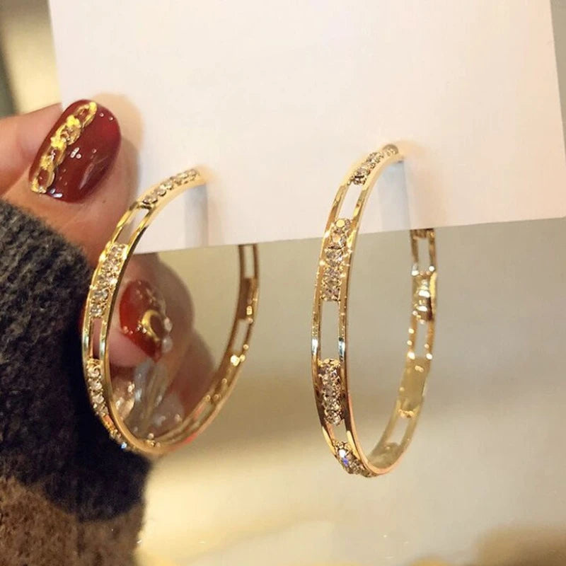 Charm Fashion Gold Color Geometric Hollow Circle Hoop Earrings