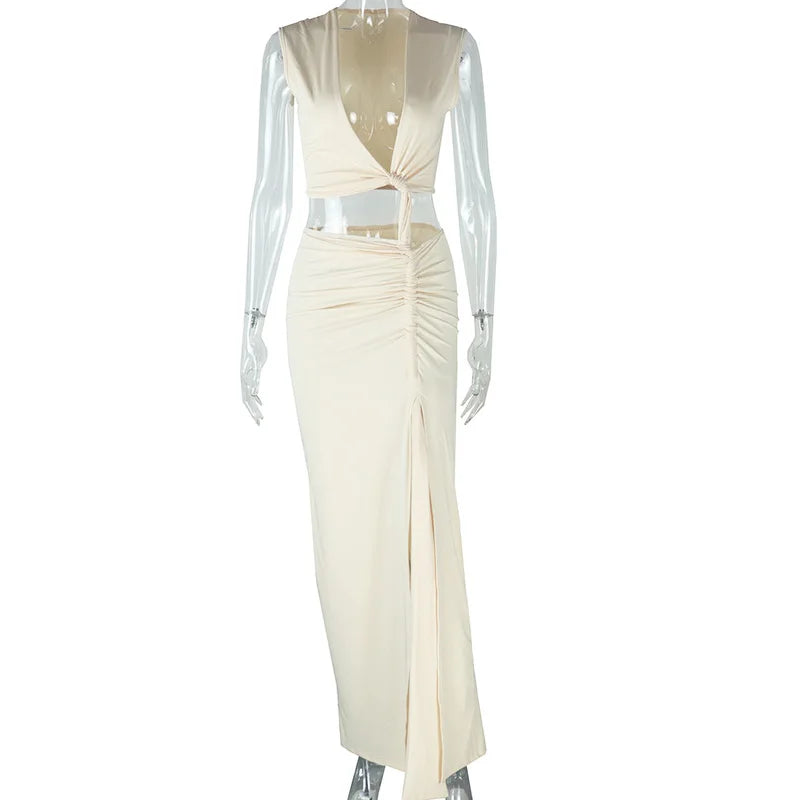 Sleeveless Beach Hollow Out V-Neck Maxi Long Dress