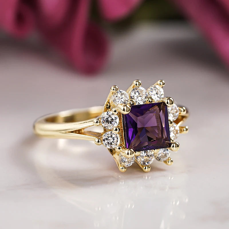 Purple Cubic Zirconia Charming Exquisite Wedding Ring