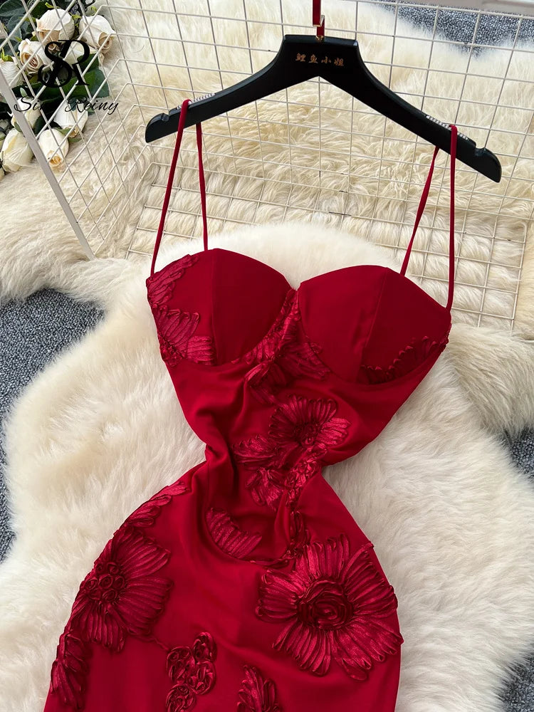 Floral Embroidery Slip Dresses