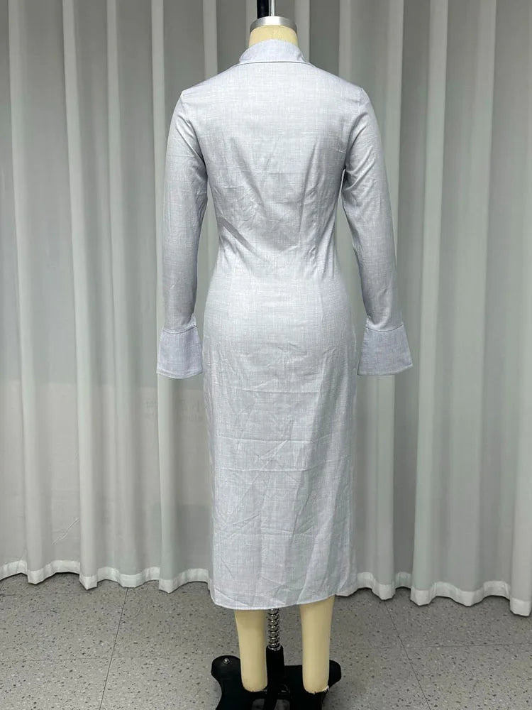 Casual Turndown Collar Shirt Dress