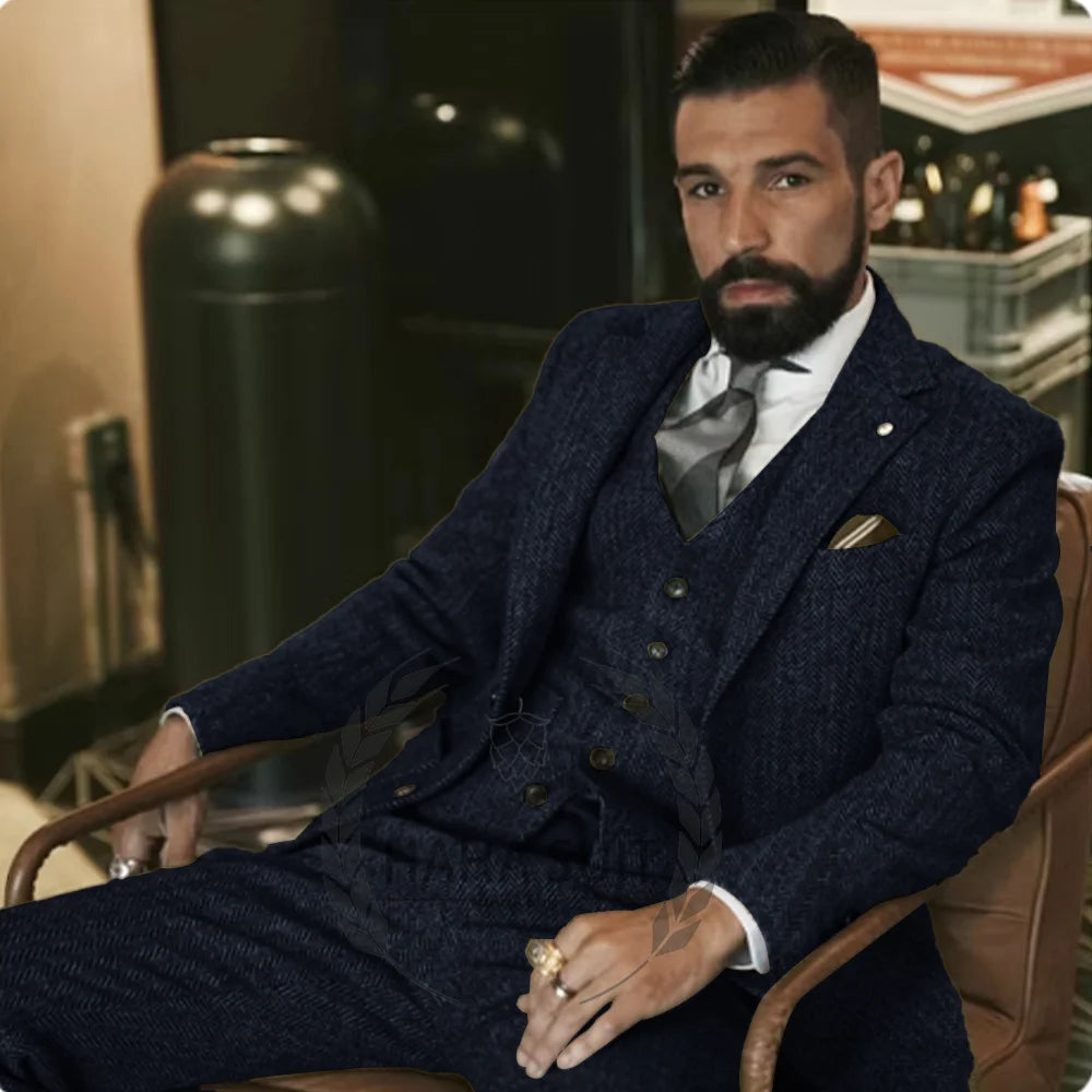 Jacket Vest Pants Groom Suit Slim Fit Three Piece Suit