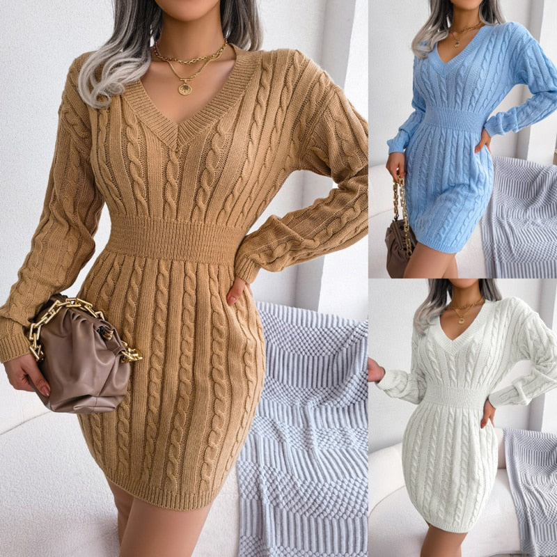 Fashion Twist Knit Sweater Dress