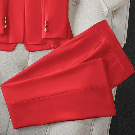 2026 Slim Office Blazer & Straight Trousers Set
