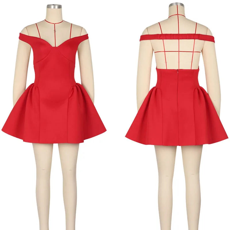 Sexy Club A-line  Elegant Sleeveless Backless V-neck Slim Fit Prom Birthday Mini Dress