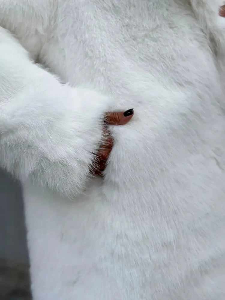 Winter Imitation Fox Fur Mid-length Coat