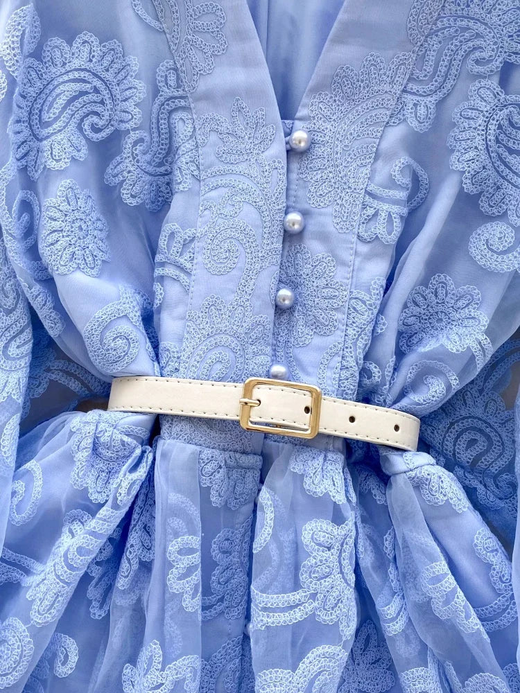 Elegant Vintage Embroidery Sashes Short Party Dress