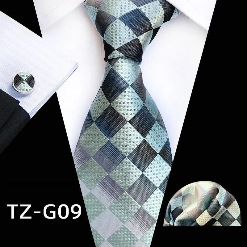 Orange Novelty Ties Plaid Flower Design Wedding Necktie Hanky Cufflinks
