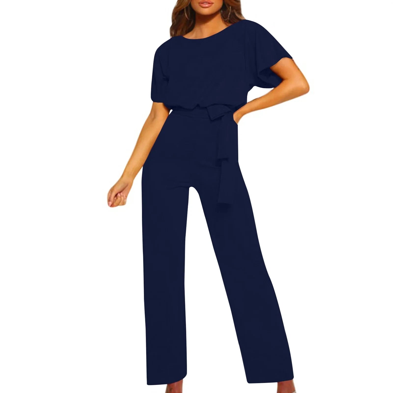Sleeveless Belt Wide Leg Elegant Lady New Size Bodycon Jumpsuits