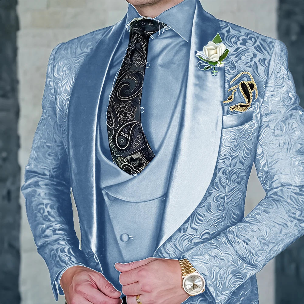 Jacquard Men's 3-piece Suit Set