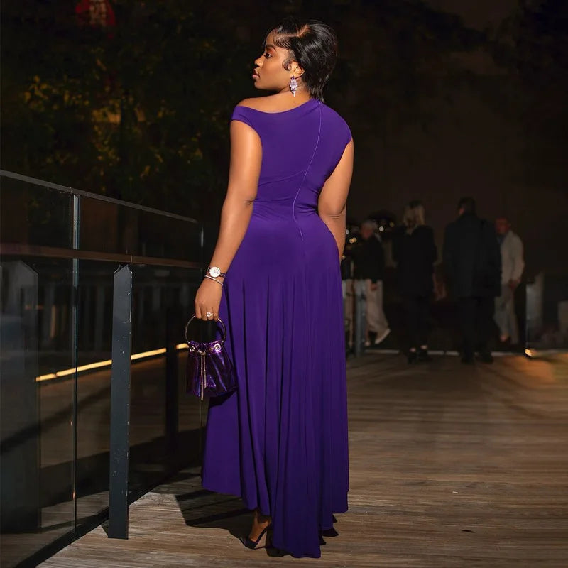Sexy A Line Skew Collar Sleeveless High Waist Dress