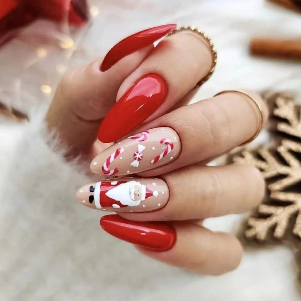 24Pcs Christmas Collection Almond False Nails