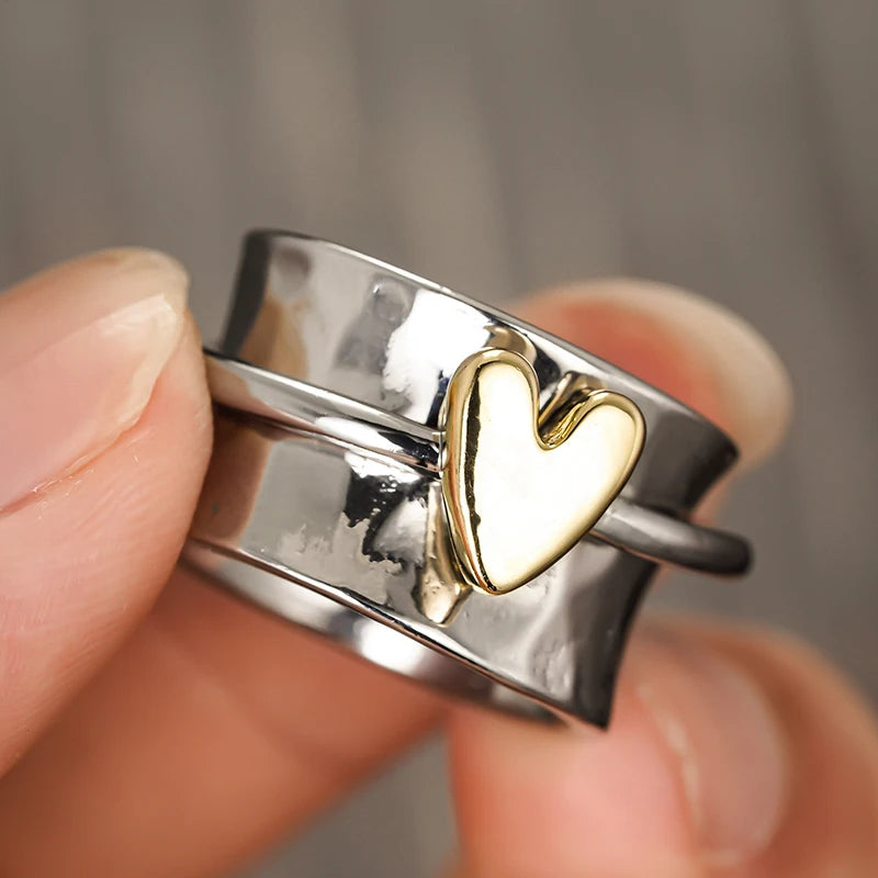 Aesthetic Heart Rings for Women